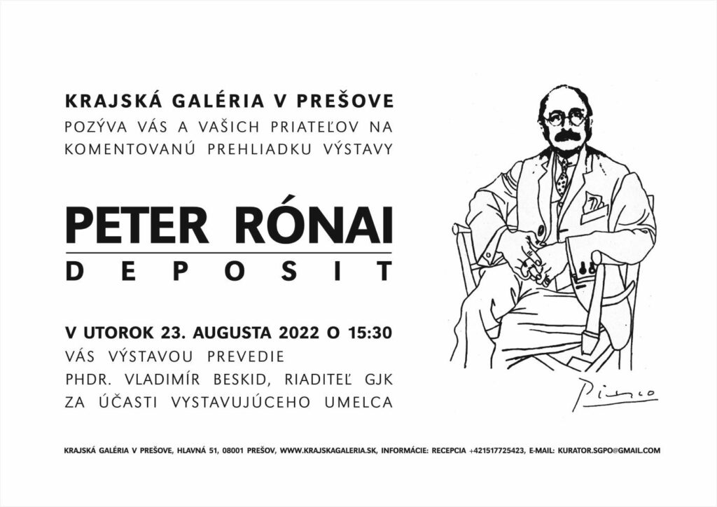 Pozvánka na komentovanú prehliadku výstavy Peter Rónai: Deposit