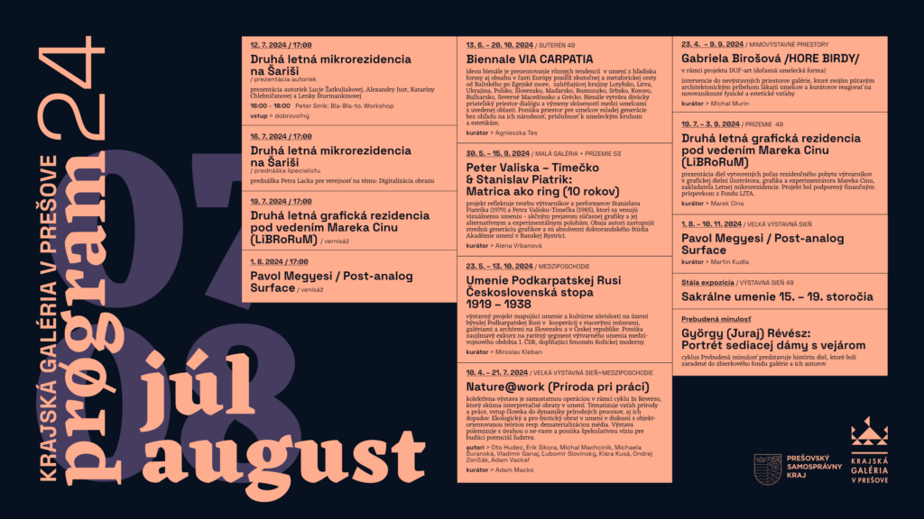 Program galérie Júl-August 2024